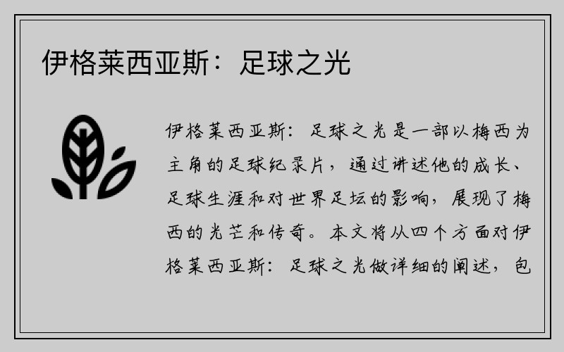 伊格莱西亚斯：足球之光
